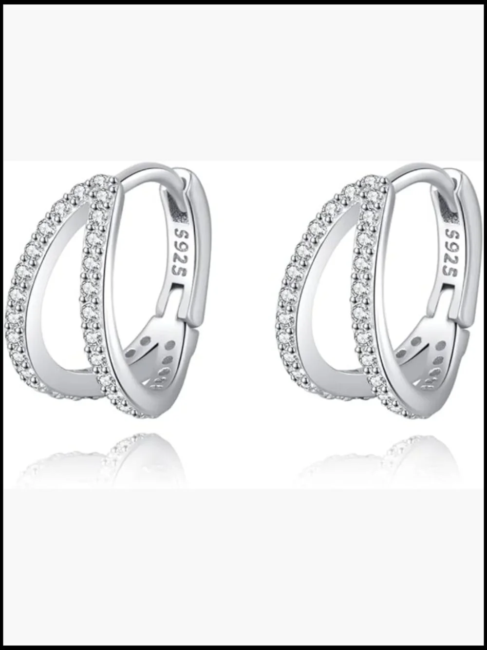 Chunky Hoop Earrings Huggie Studs Sterling Silver CZ Cubic Zirconia Post